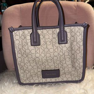 Calvin Klein purple and white tote